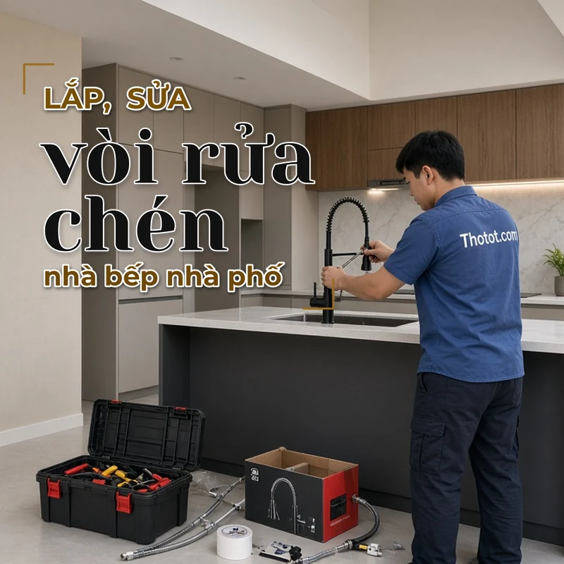Lắp, sửa vòi rửa chén nhà bếp nhà phố