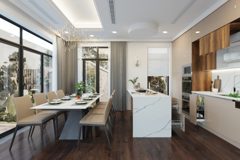 Báo giá thi công nhà bếp biệt thự
