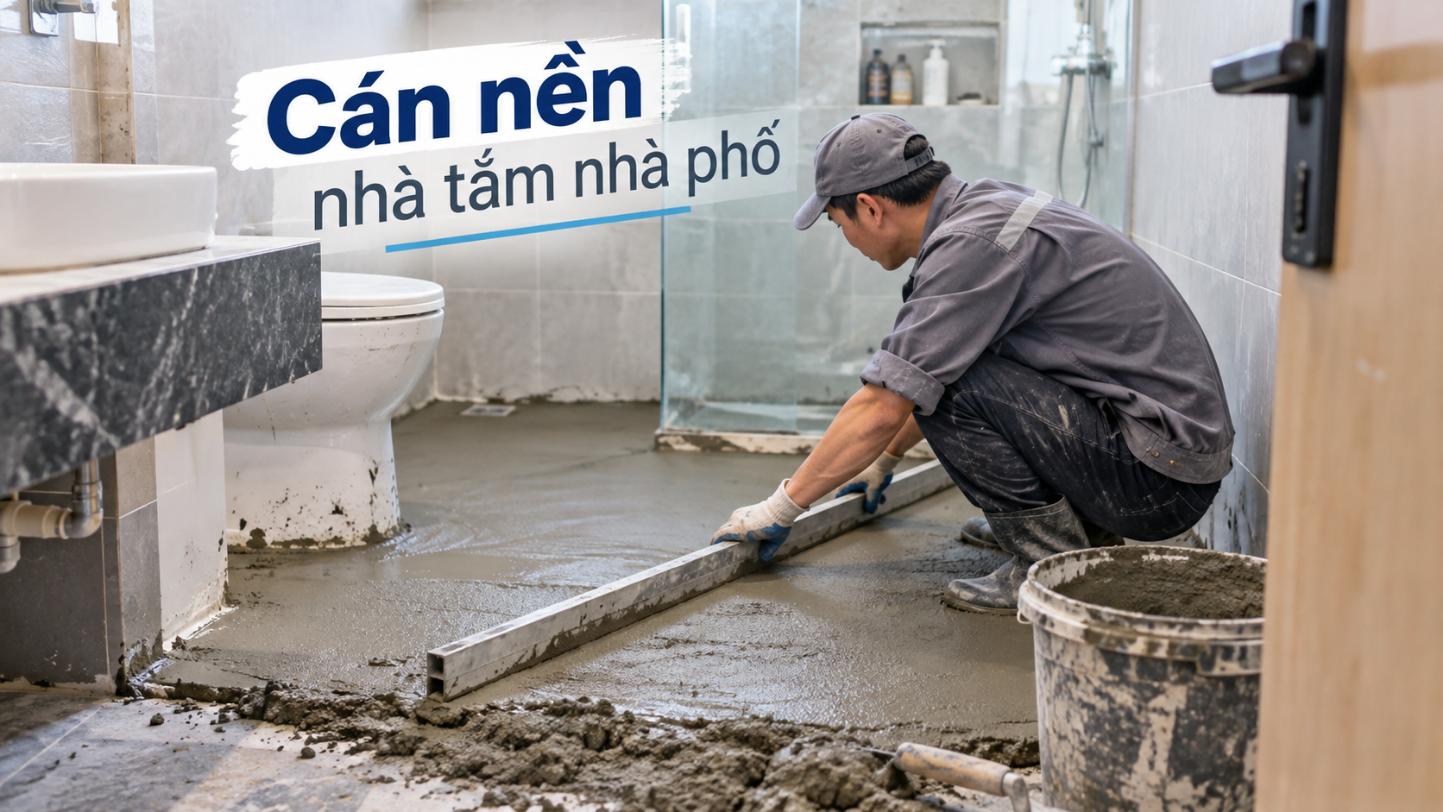 Cán nền nhà tắm nhà phố