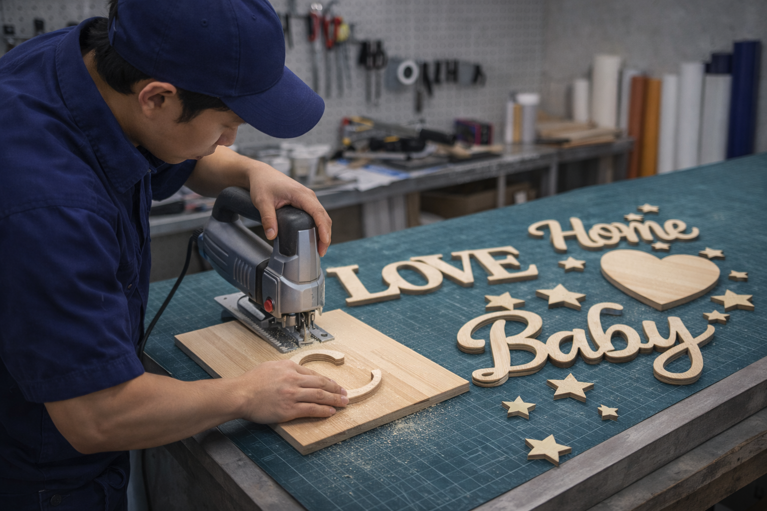 Cắt chữ gỗ, chữ nổi trang trí CNC sắc nét, thẩm mỹ