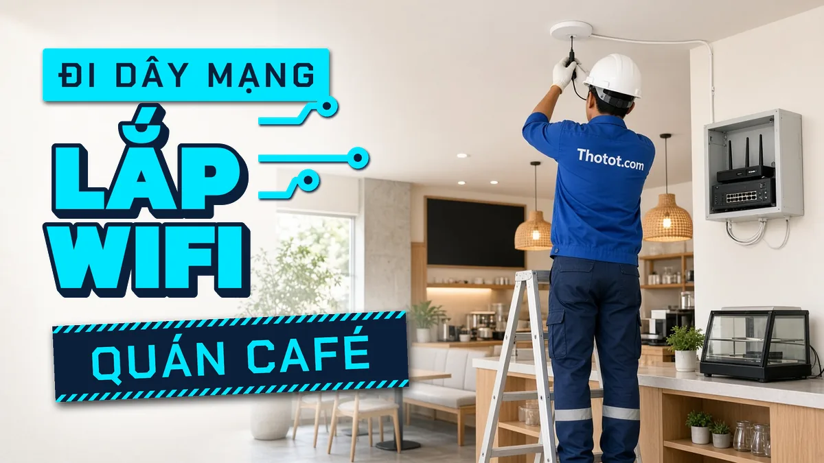 Đi dây mạng, lắp wifi quán café