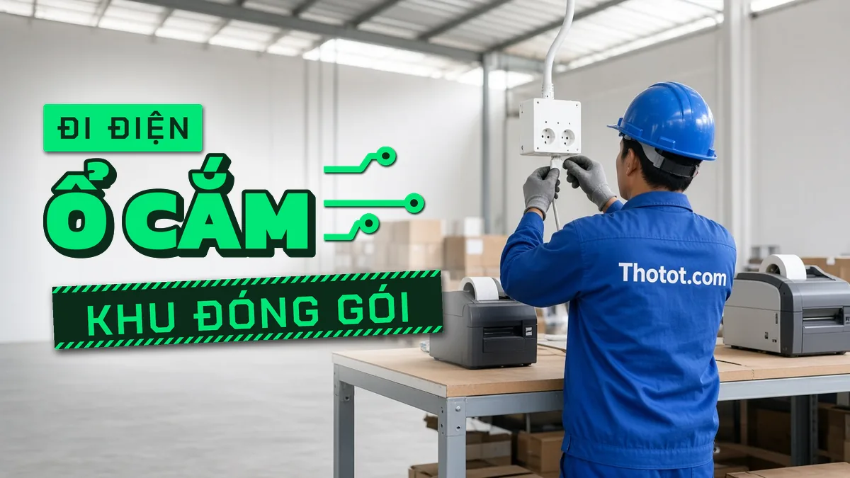 Đi điện, ổ cắm khu đóng gói nhà kho