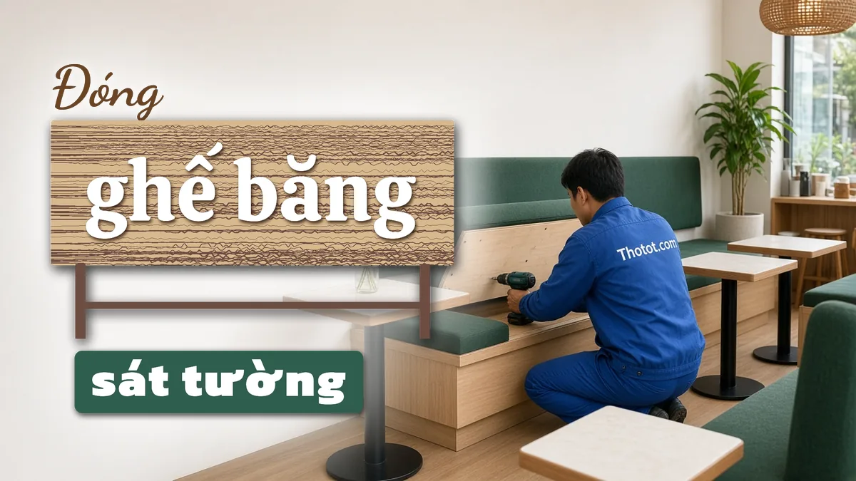 Đóng ghế băng sofa sát tường quán café