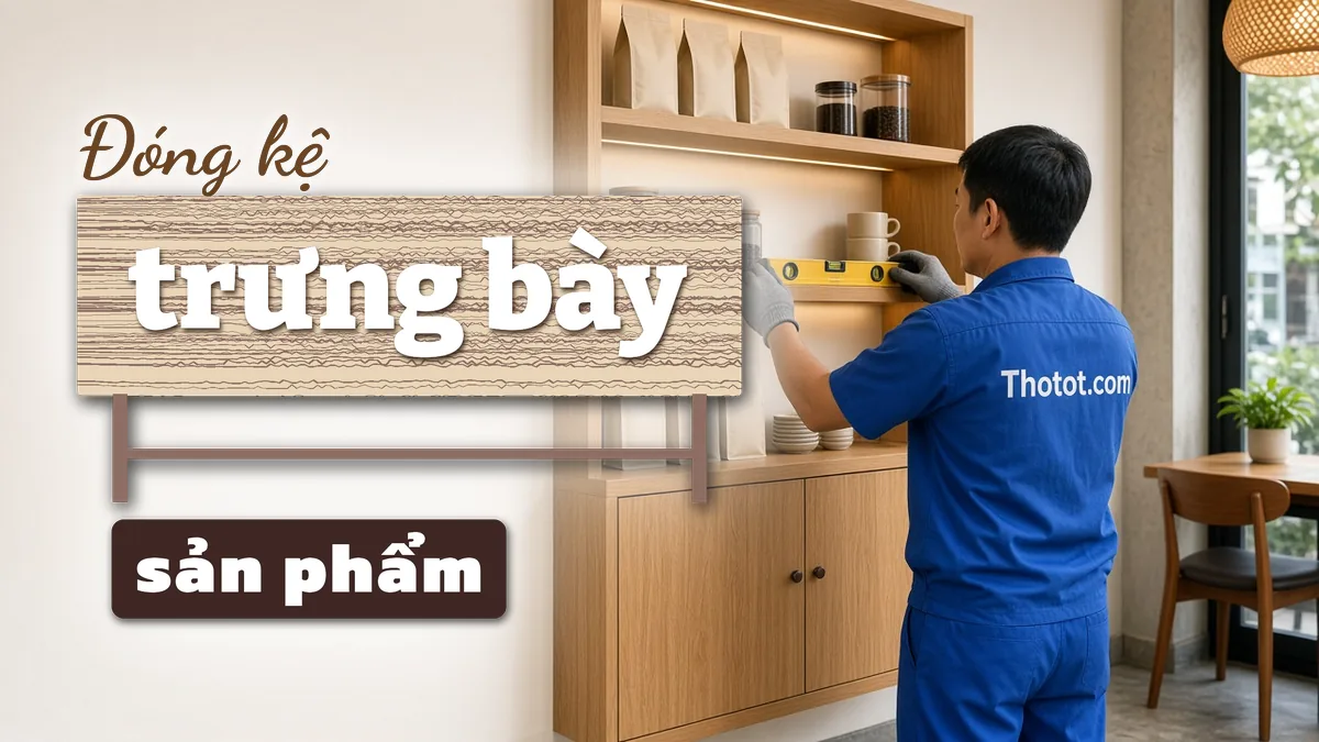 Đóng kệ trưng bày sản phẩm quán café
