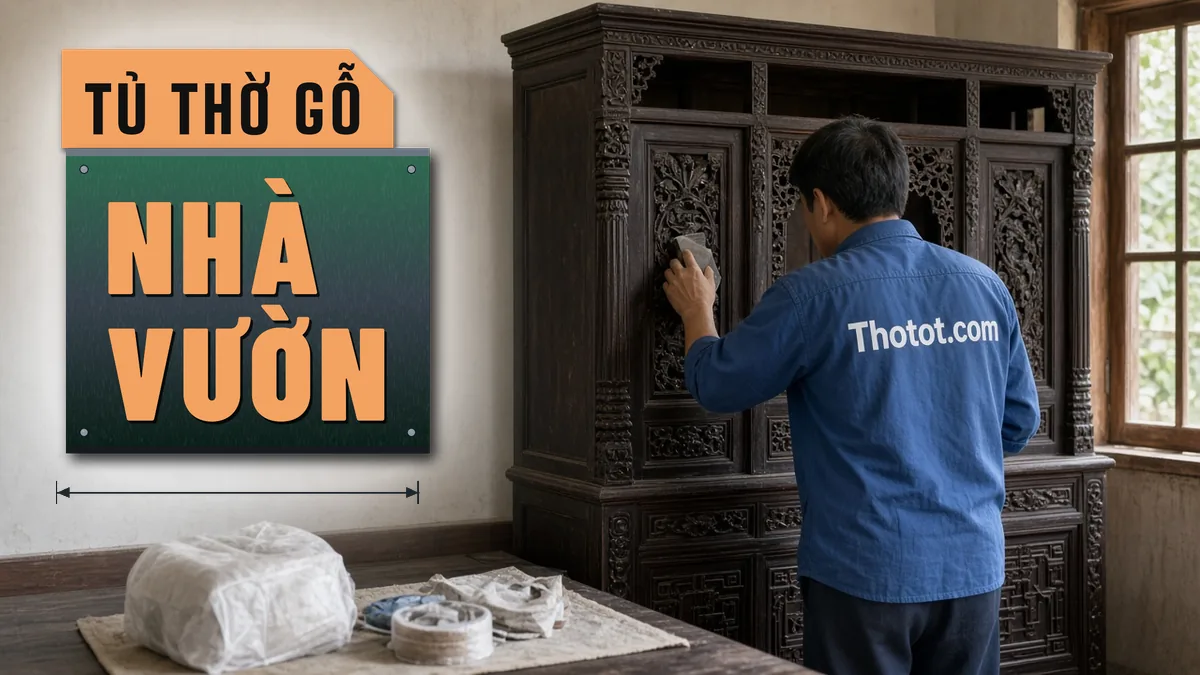 Đóng, sửa tủ thờ gỗ phòng thờ nhà vườn