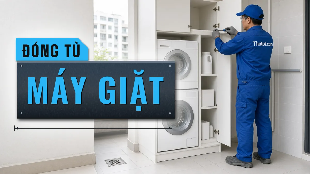 Đóng tủ máy giặt khu giặt phơi căn hộ chung cư