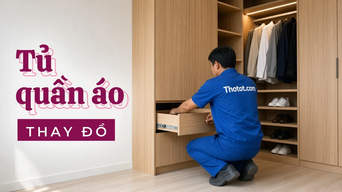 Đóng tủ quần áo phòng thay đồ biệt thự