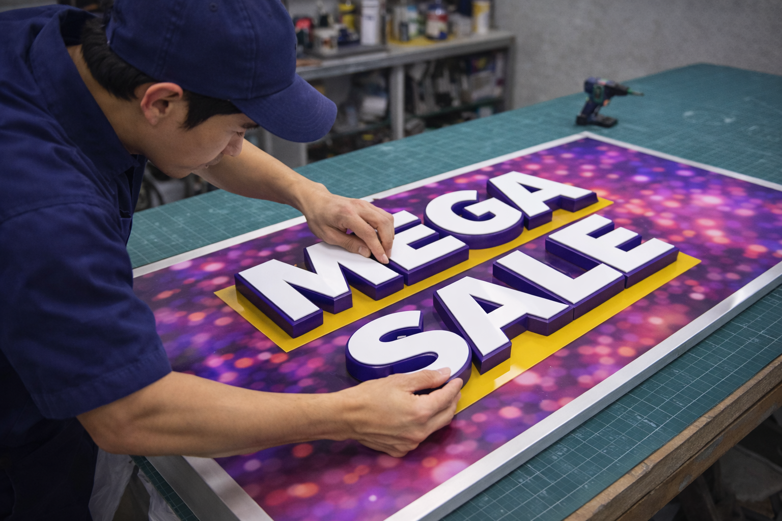 Gắn chữ mica lên nền thẩm mỹ, chắc chắn, đúng kỹ thuật