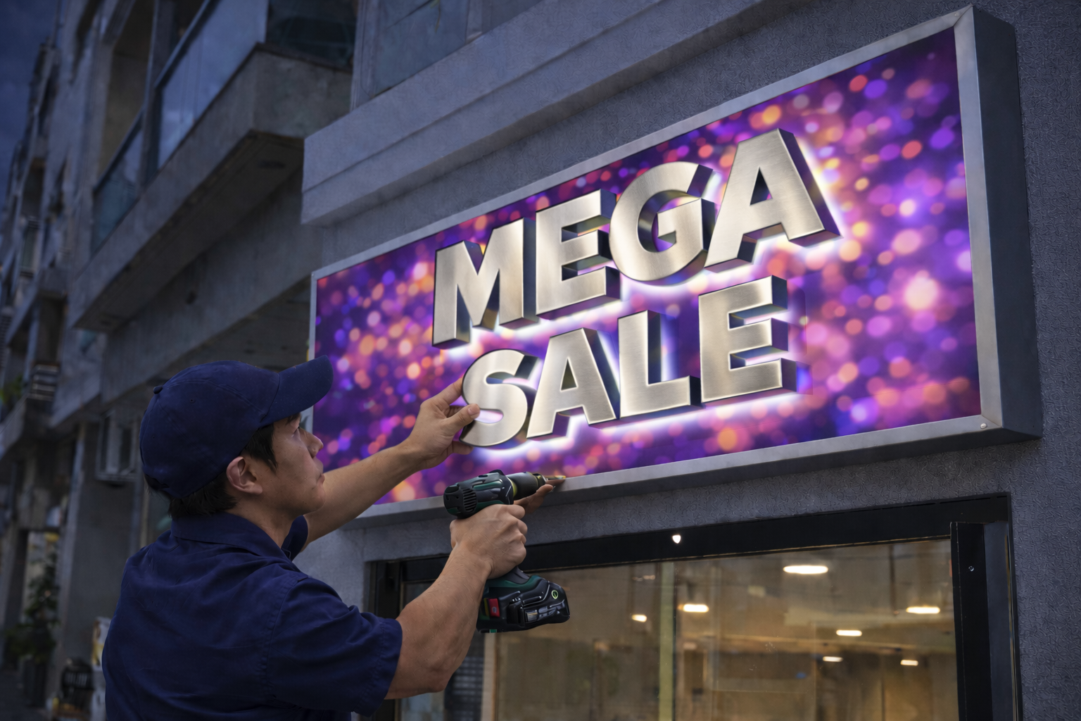 Gắn LED hắt chân chữ nổi thẩm mỹ, sang trọng