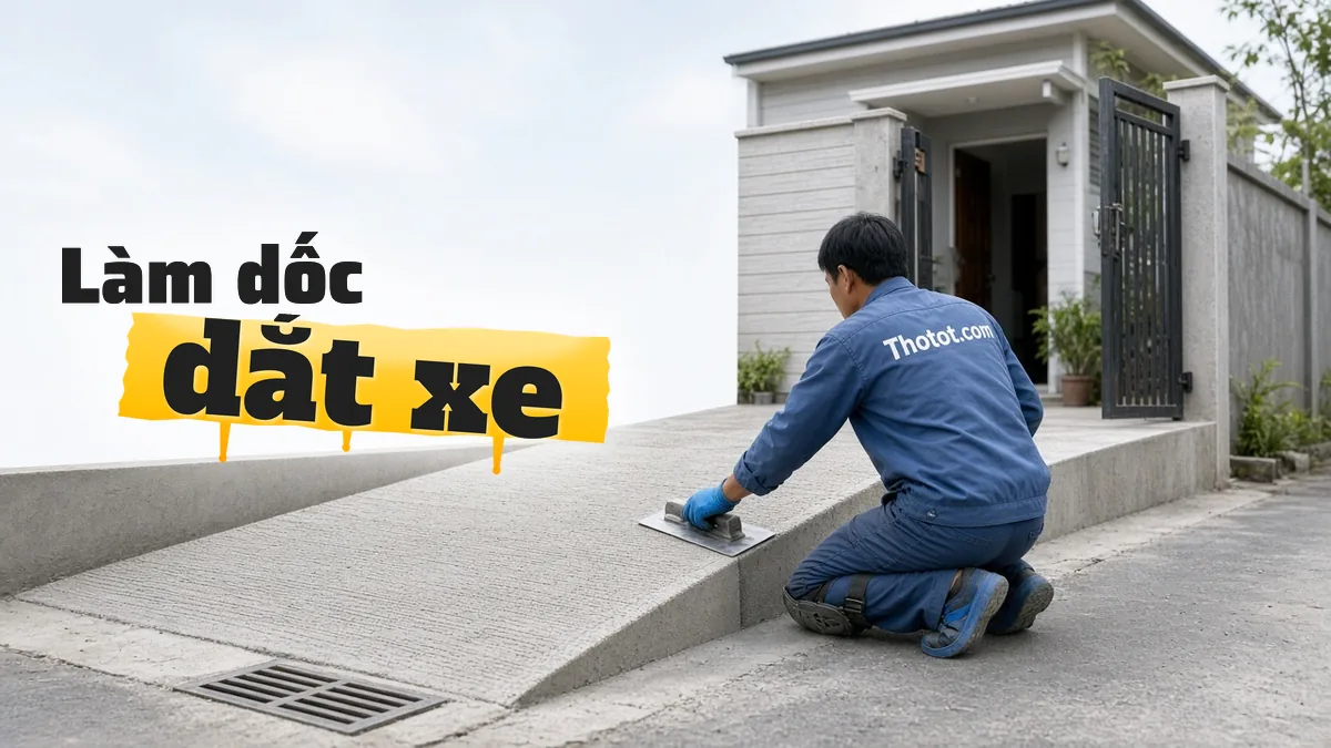 Làm dốc dắt xe lối vào nhà cấp 4