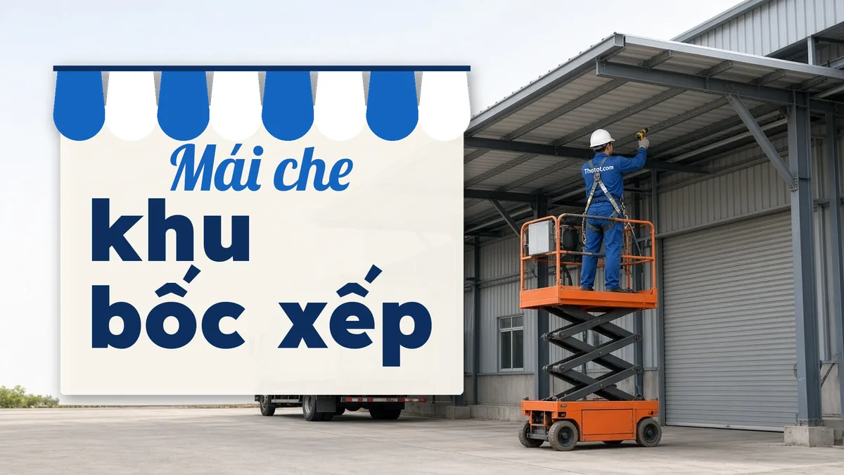 Làm mái che khu bốc xếp nhà xưởng