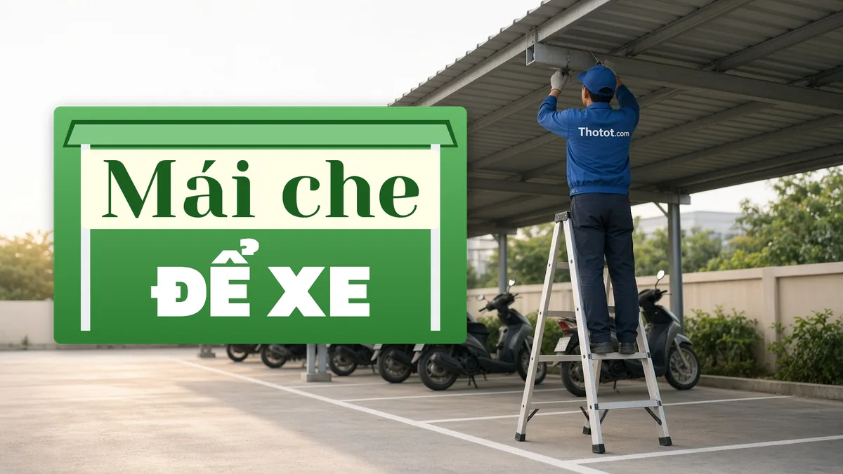 Làm mái che khu để xe nhà hàng