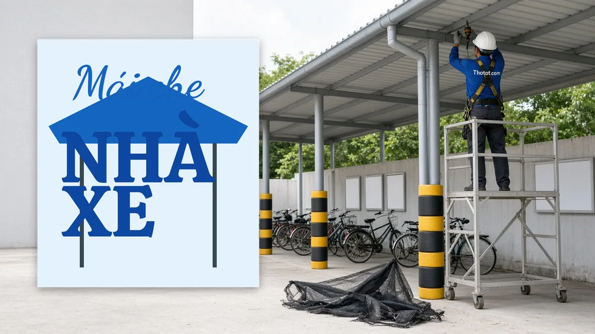 Làm mái che khu để xe trường học