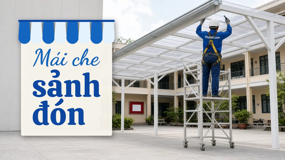 Làm mái che sảnh đón trường học