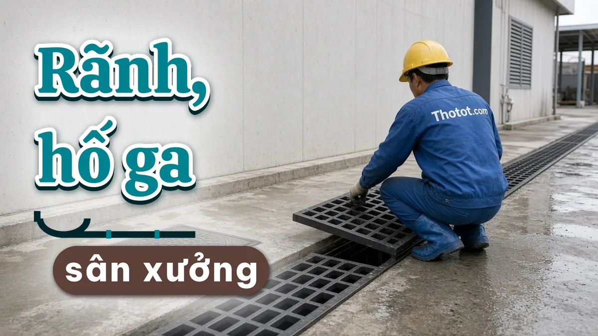 Làm rãnh, hố ga thoát nước sân xưởng