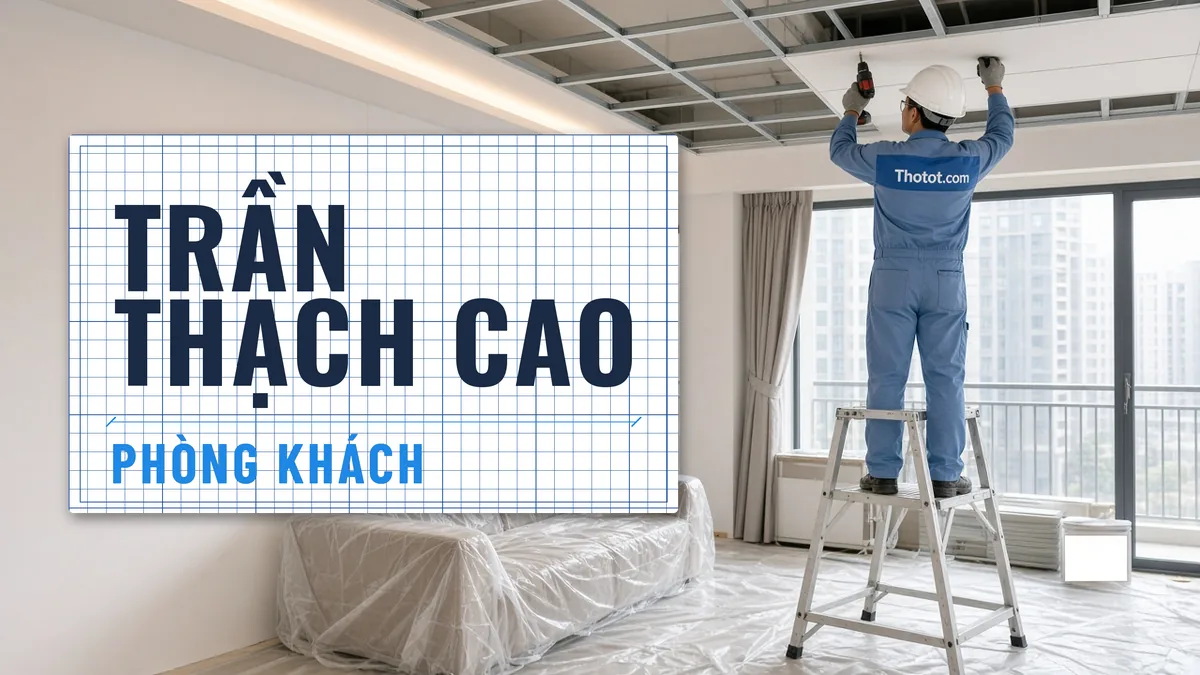 Làm trần thạch cao phòng khách căn hộ chung cư