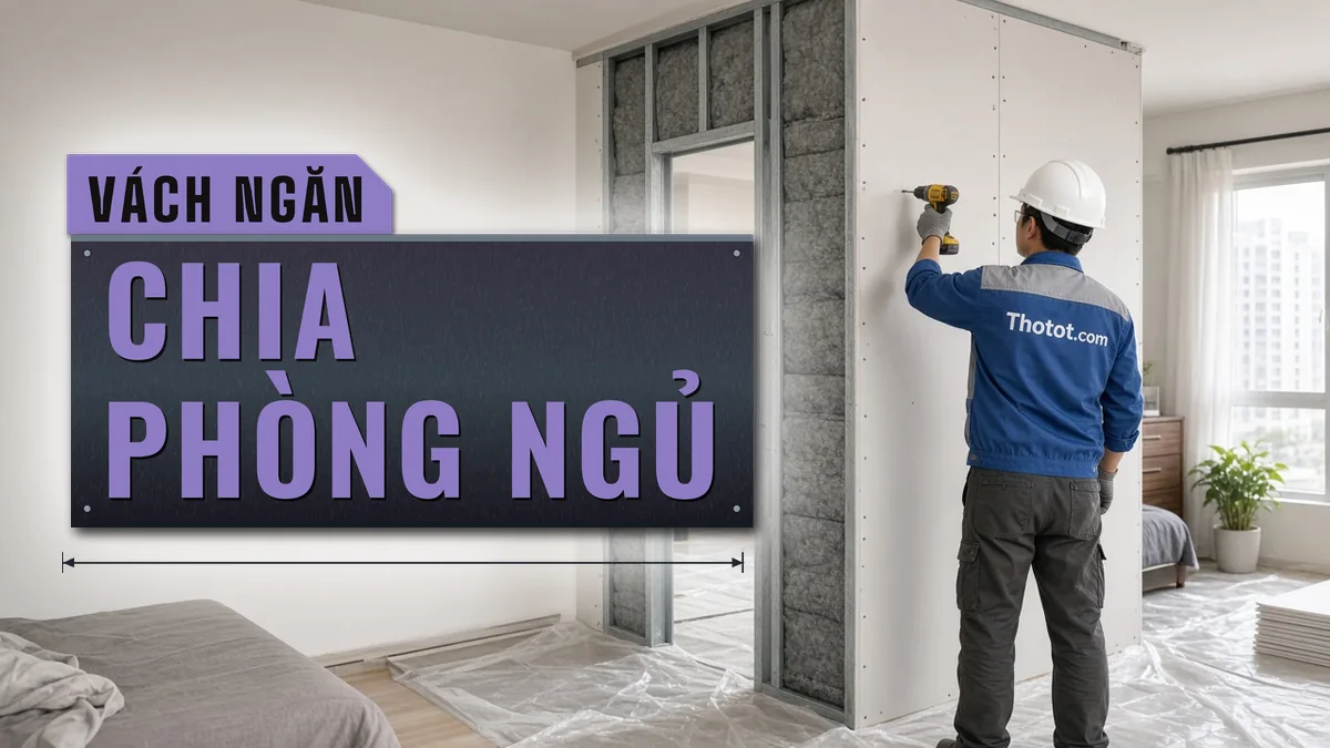 Làm vách ngăn chia phòng ngủ căn hộ chung cư
