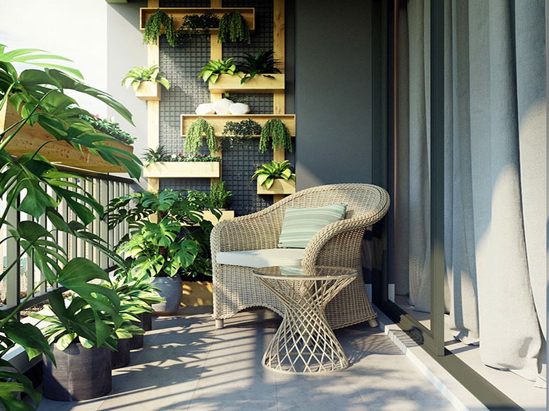 Lắp chậu cây ban công căn hộ