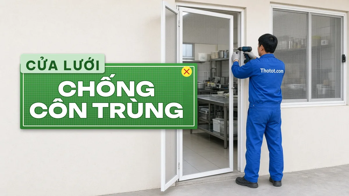 Lắp cửa lưới chống côn trùng bếp nhà hàng