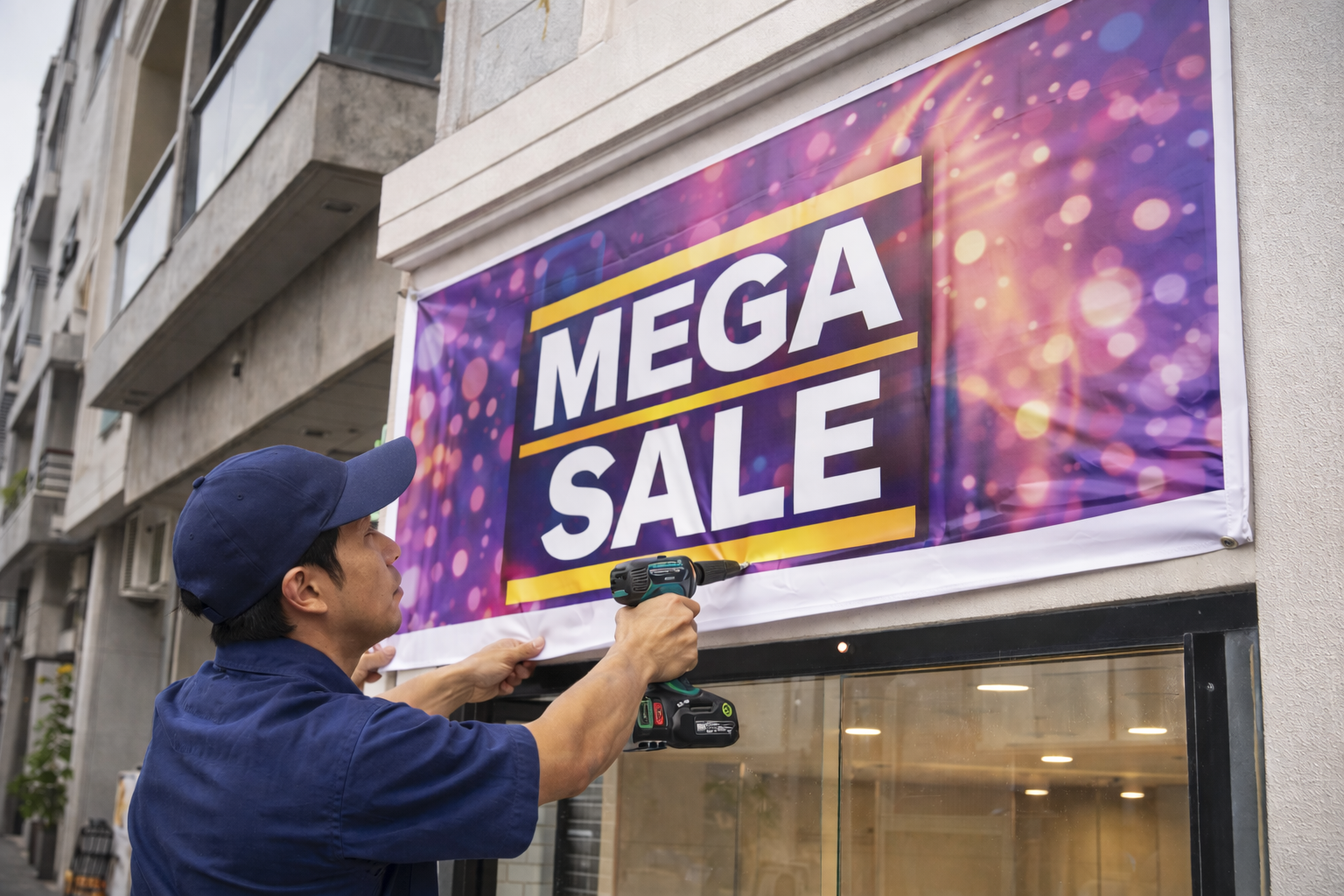 Lắp đặt bảng hiệu Hiflex mặt tiền chắc chắn, thẩm mỹ