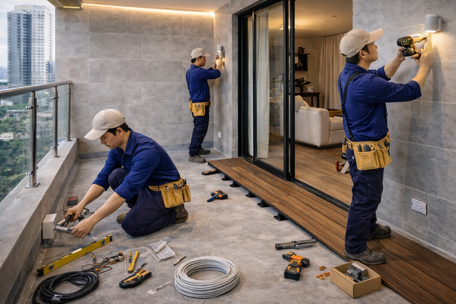 Lắp đặt hệ thống điện lô gia