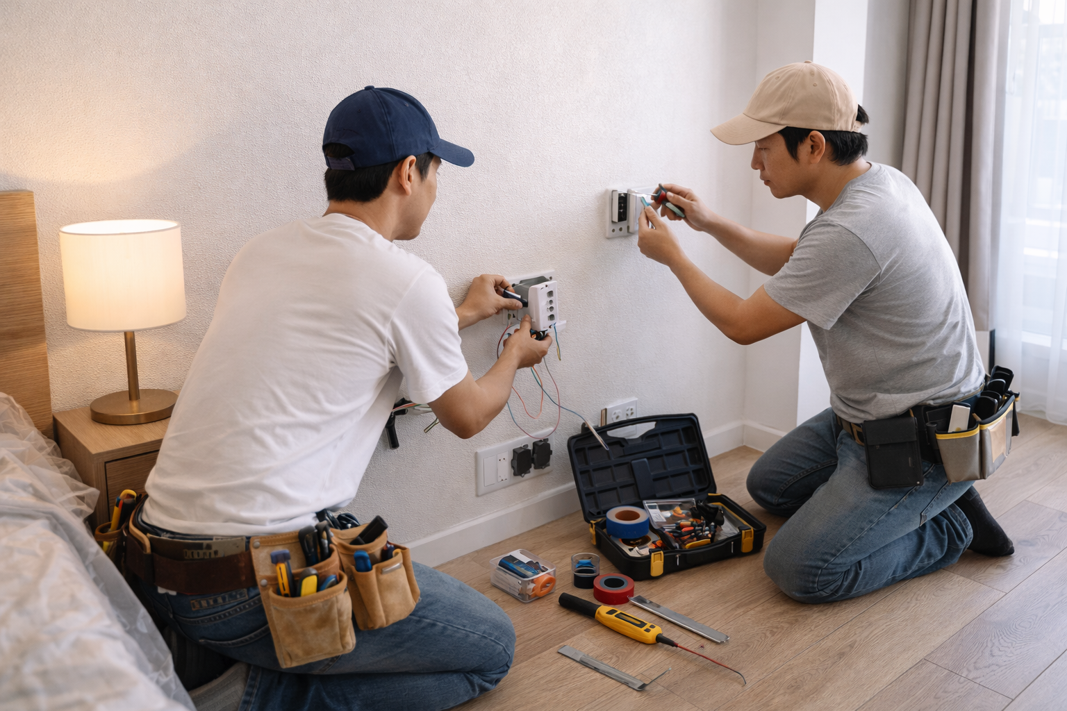 Lắp đặt hệ thống điện phòng ngủ