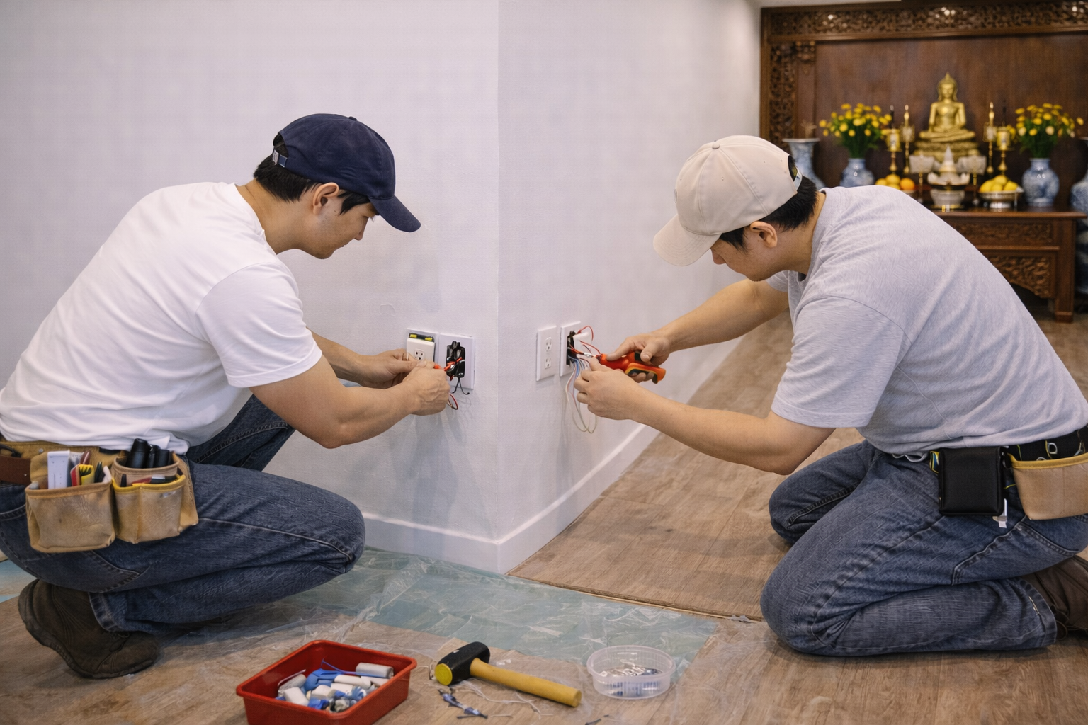 Lắp đặt hệ thống điện phòng thờ