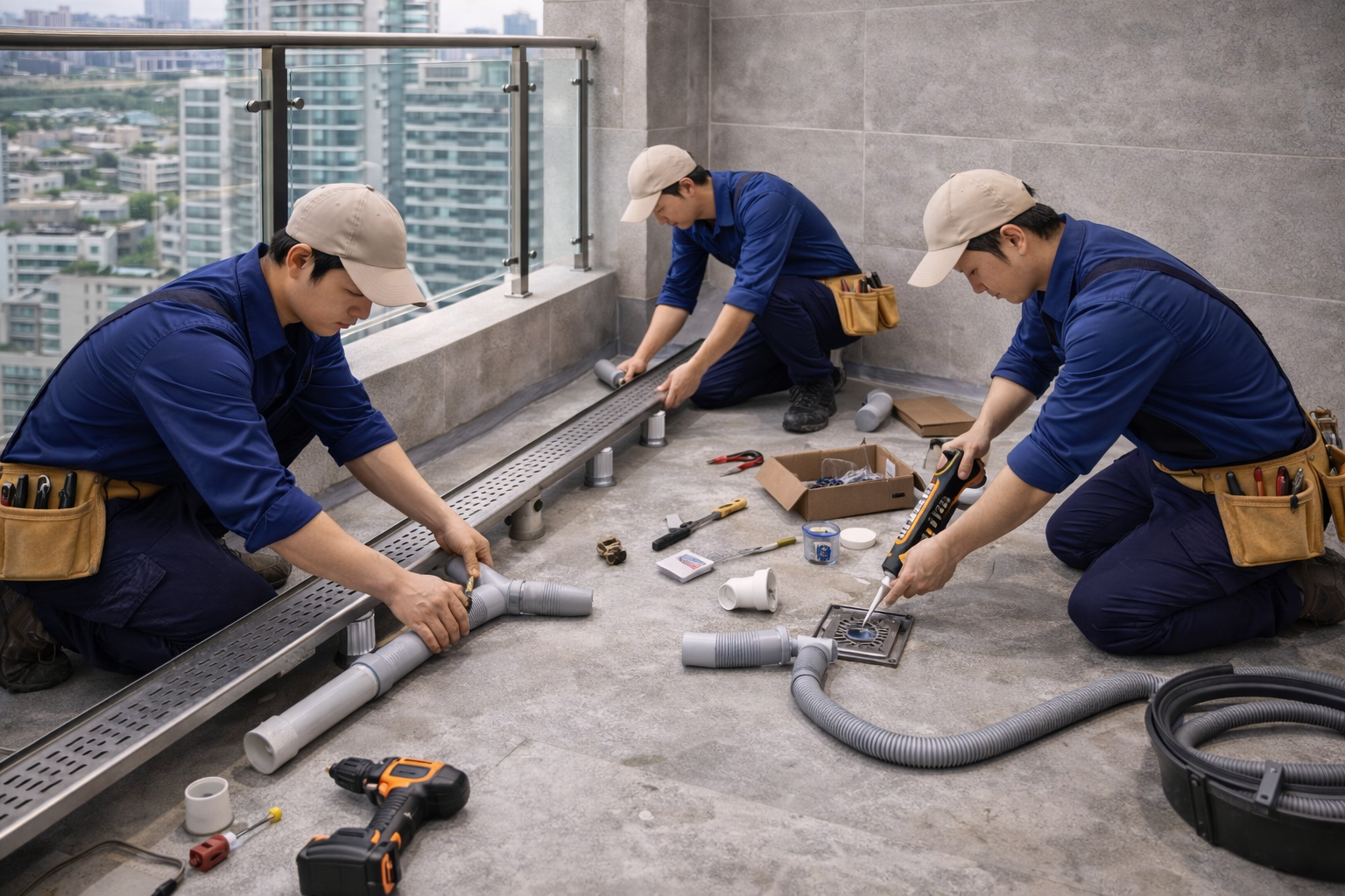 Lắp đặt hệ thống thoát nước ban công