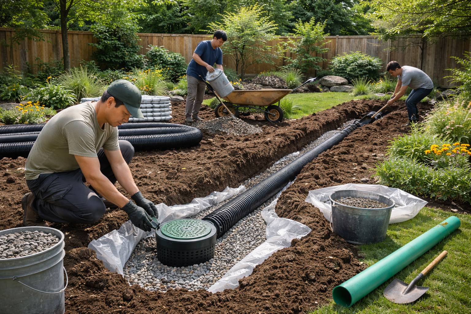 Lắp đặt hệ thống thoát nước sân vườn