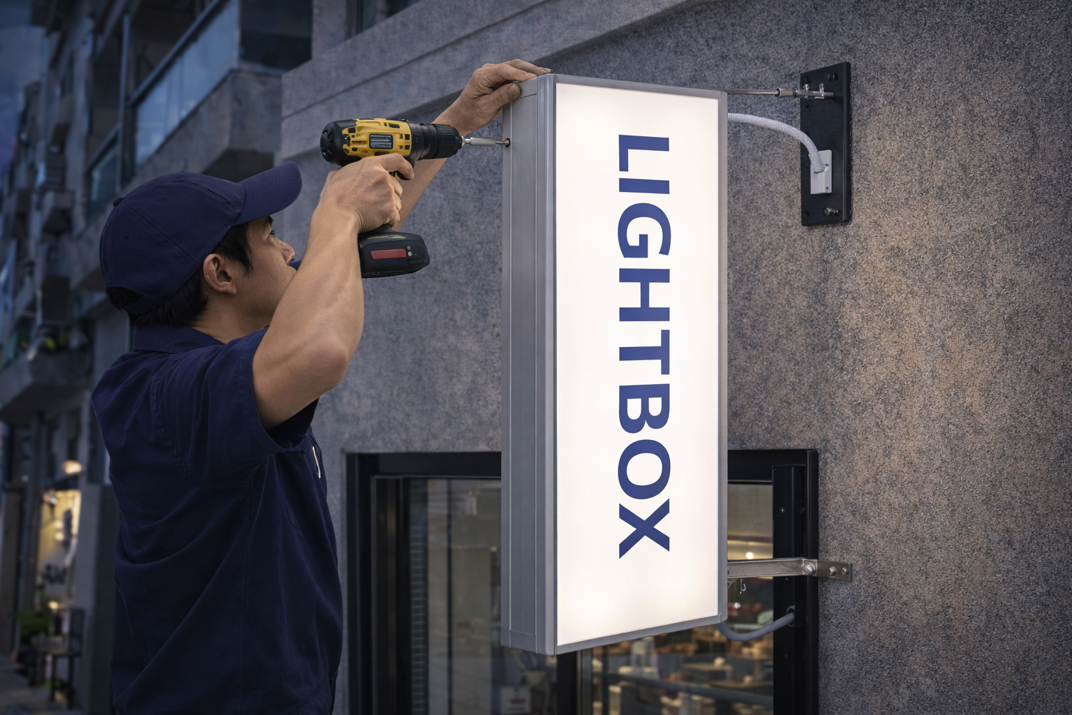 Lắp đặt hộp đèn đứng – Thi công chắc chắn, an toàn, thẩm mỹ