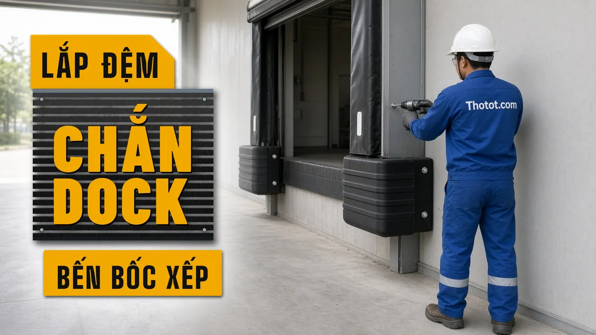 Lắp đệm chắn dock bến bốc xếp nhà kho