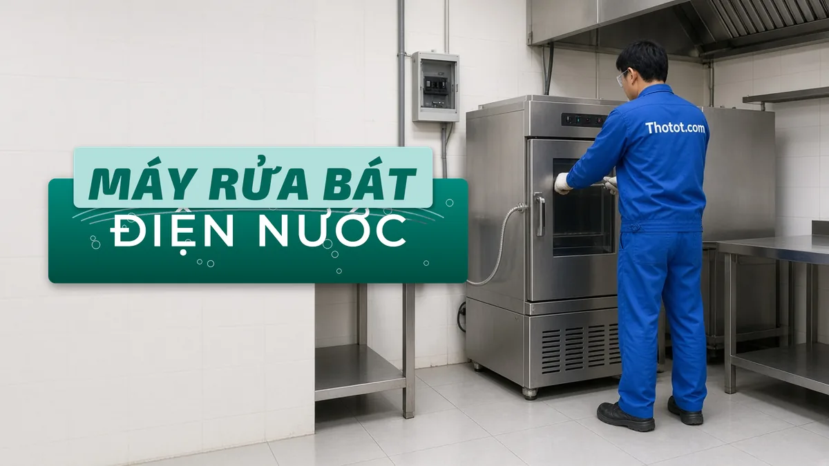 Lắp đường điện nước máy rửa bát công nghiệp