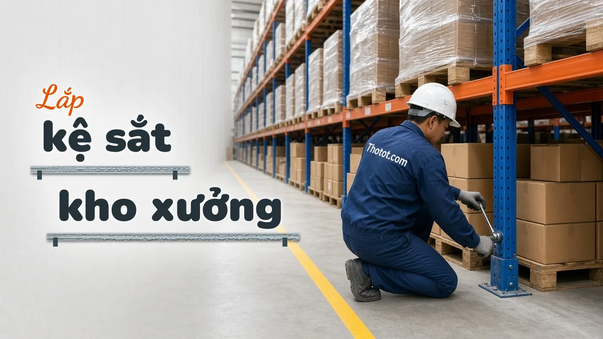 Lắp kệ sắt kho nguyên vật liệu nhà xưởng