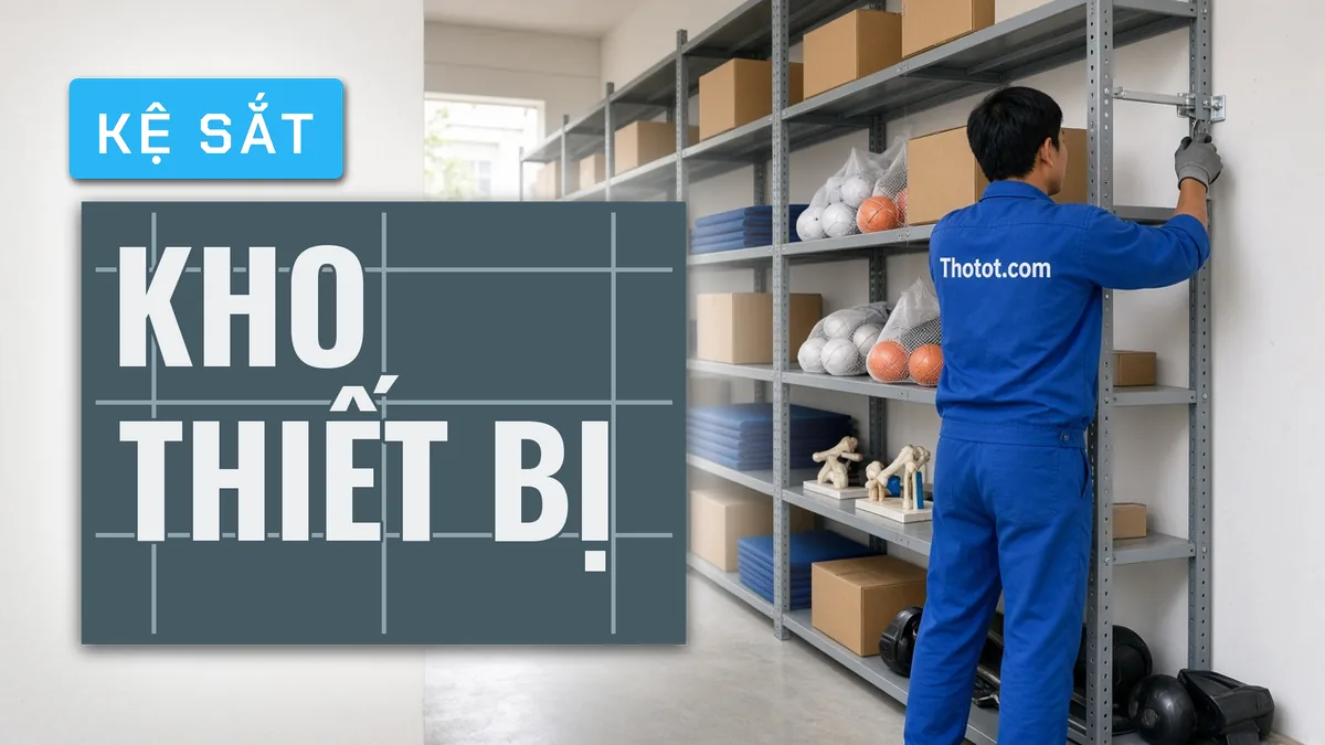 Lắp kệ sắt phòng kho thiết bị trường học