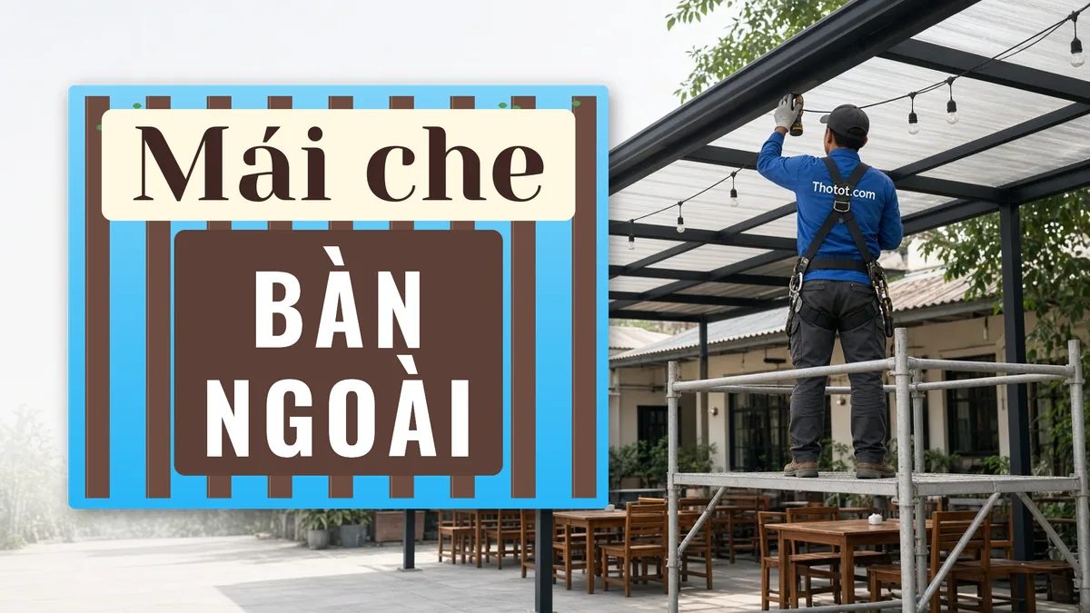 Lắp mái che, pergola khu bàn ngoài trời nhà hàng