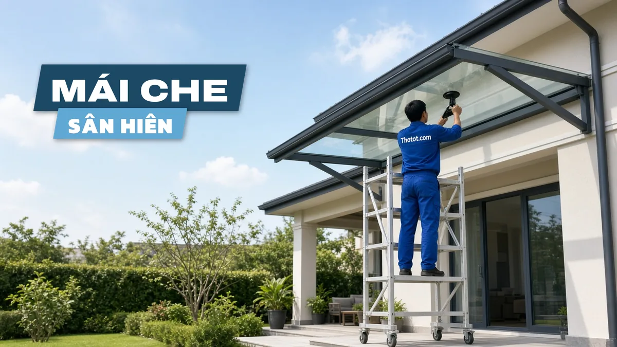 Lắp mái che sân hiên biệt thự