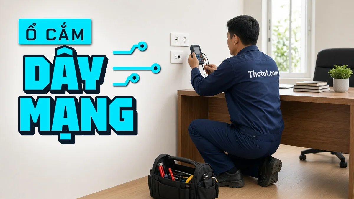 Lắp ổ cắm, dây mạng phòng làm việc biệt thự