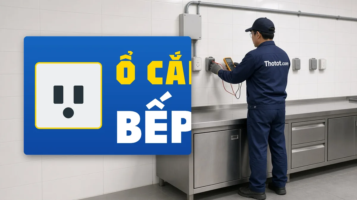 Lắp ổ cắm, đường điện riêng bếp nhà hàng