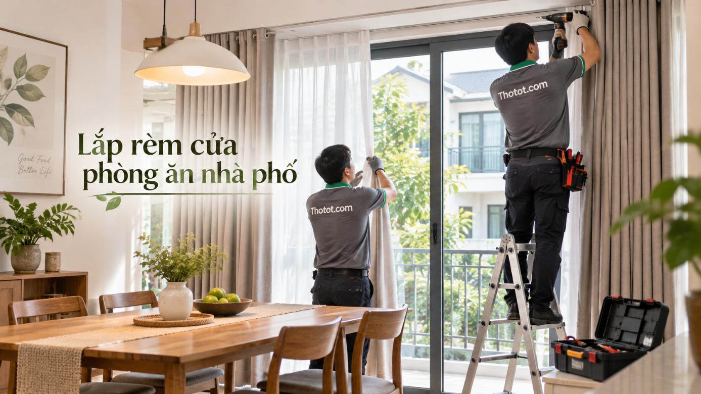 Lắp rèm cửa phòng ăn nhà phố