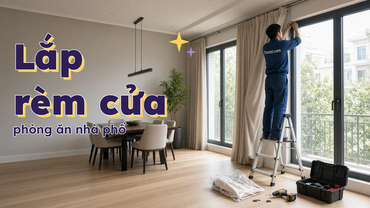 Lắp rèm cửa phòng ăn nhà phố