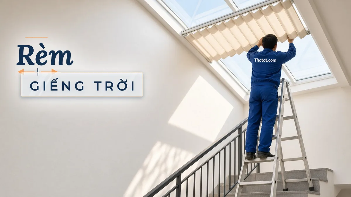 Lắp rèm, lam che nắng giếng trời biệt thự