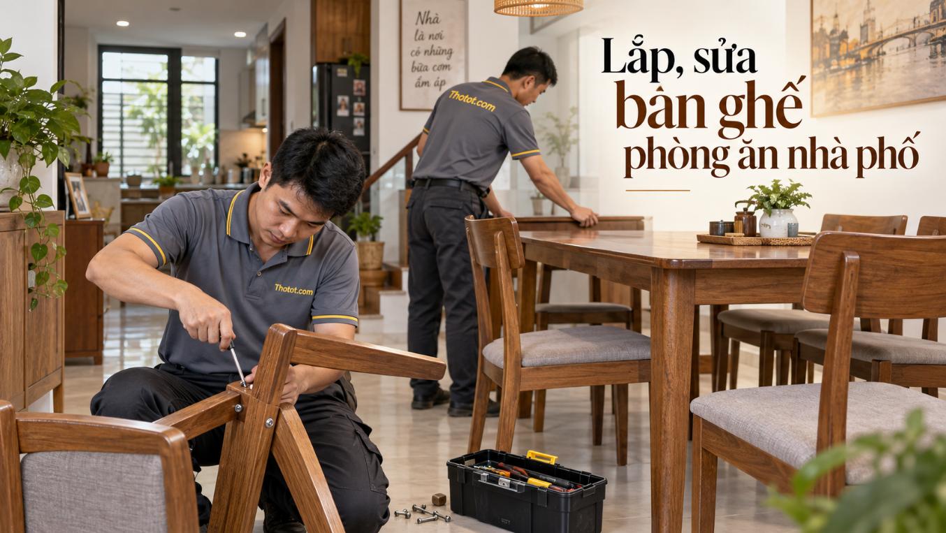Lắp, sửa bàn ghế phòng ăn nhà phố