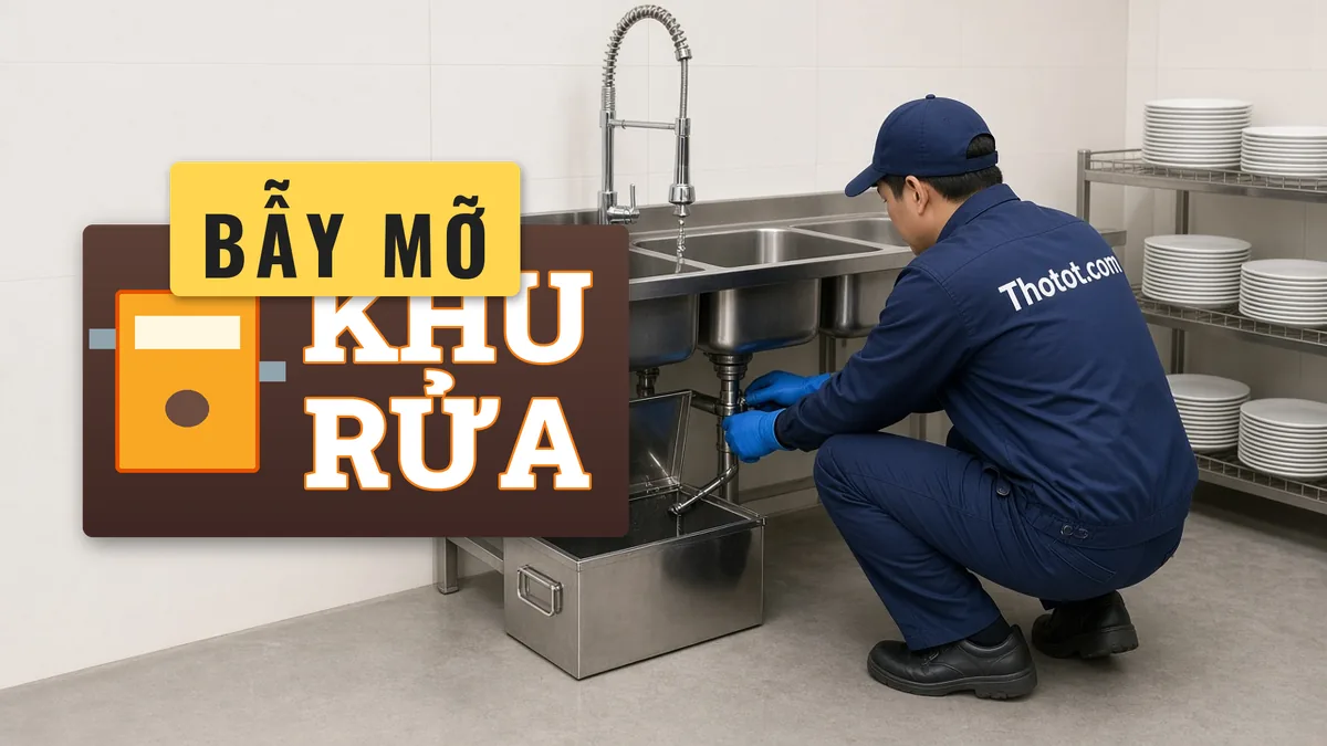 Lắp, sửa bẫy mỡ, chậu rửa khu rửa bát nhà hàng