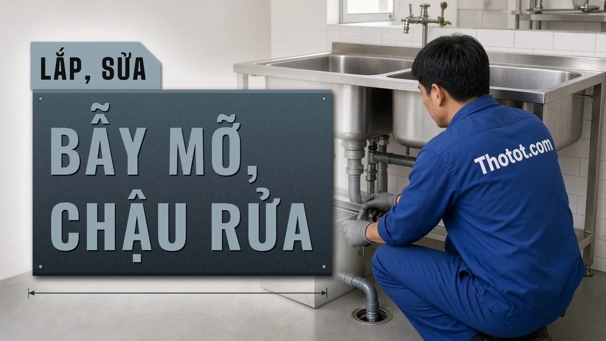 Lắp, sửa bẫy mỡ, chậu rửa khu rửa quán café