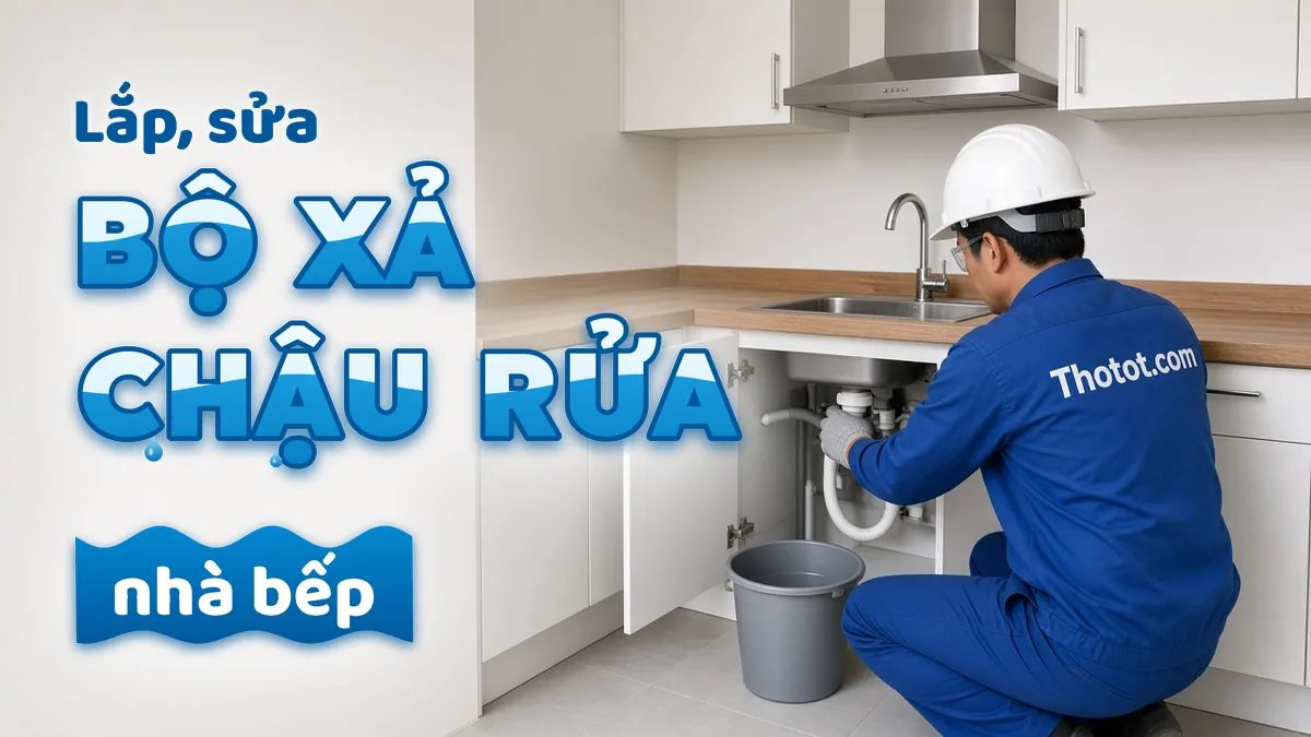Lắp, sửa bộ xả chậu rửa nhà bếp nhà phố