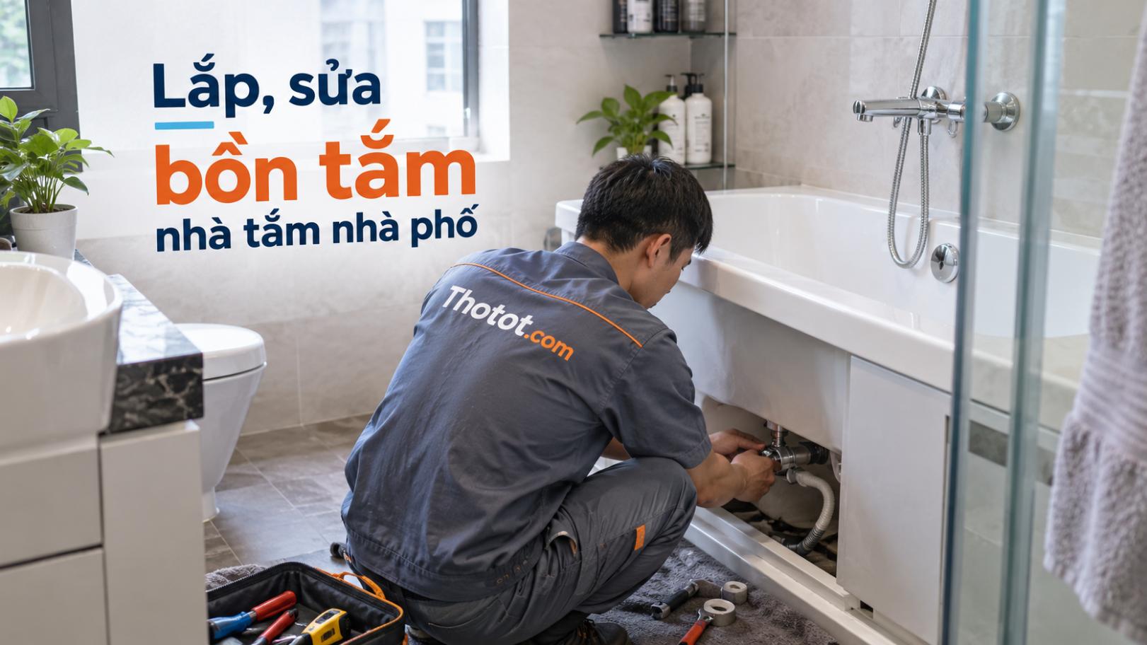 Lắp, sửa bồn tắm nhà tắm nhà phố