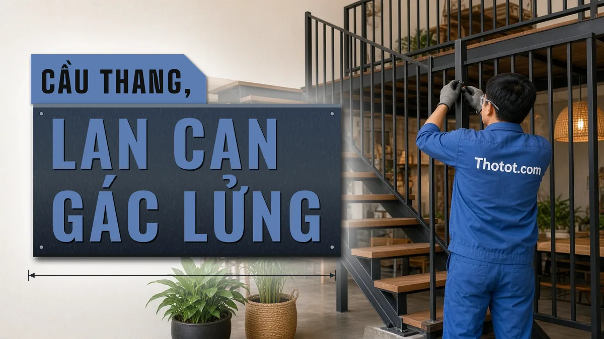 Lắp, sửa cầu thang, lan can gác lửng quán café