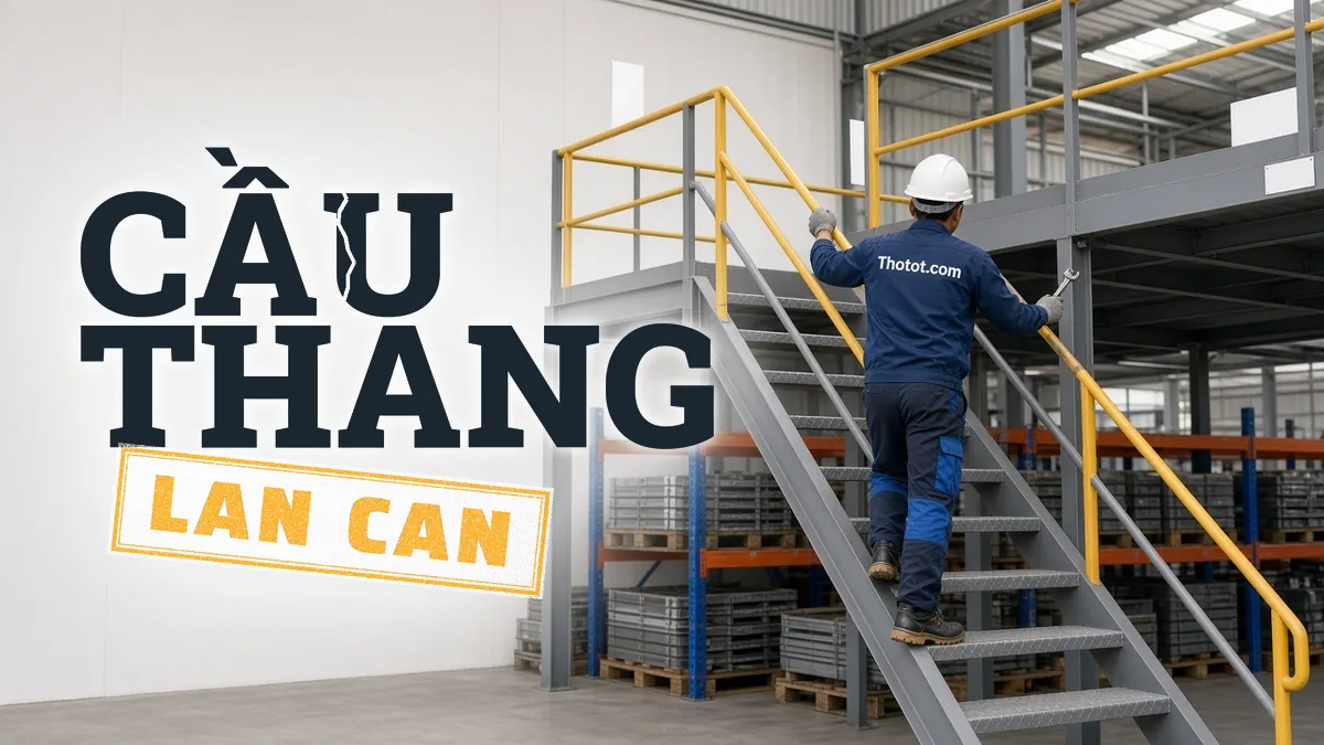 Lắp, sửa cầu thang, lan can sàn lửng nhà xưởng
