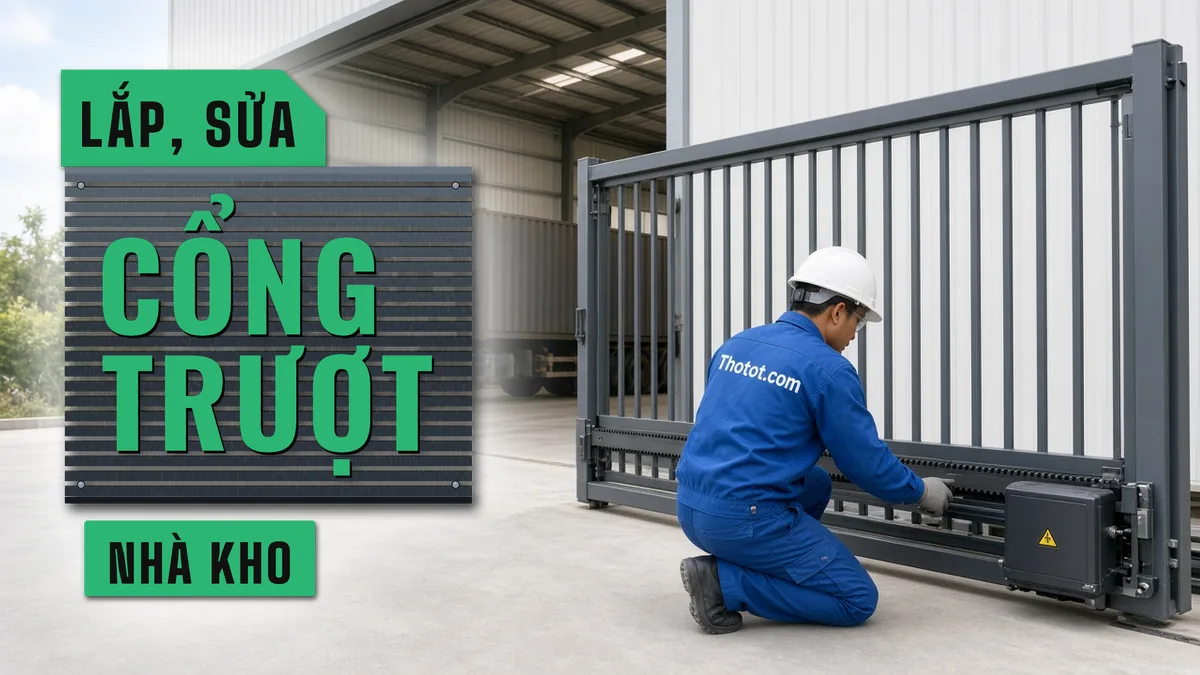 Lắp, sửa cổng trượt tự động nhà kho