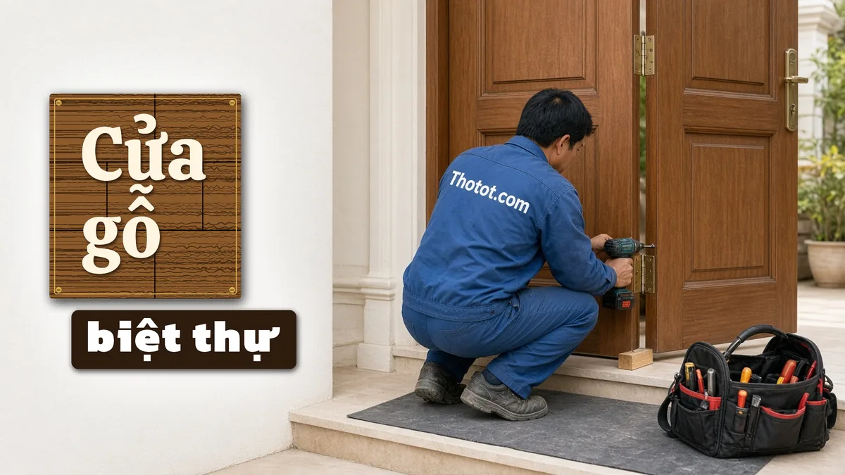 Lắp, sửa cửa gỗ chính biệt thự